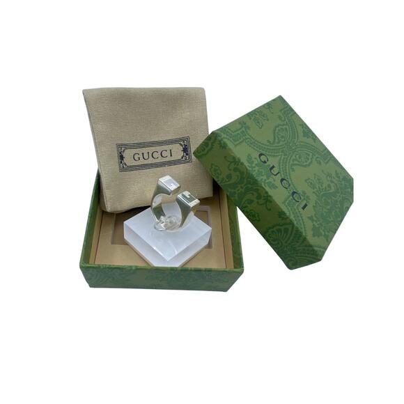 Gucci Sterling Silver GG Open Ring β Size 10 - Picture 5 of 5